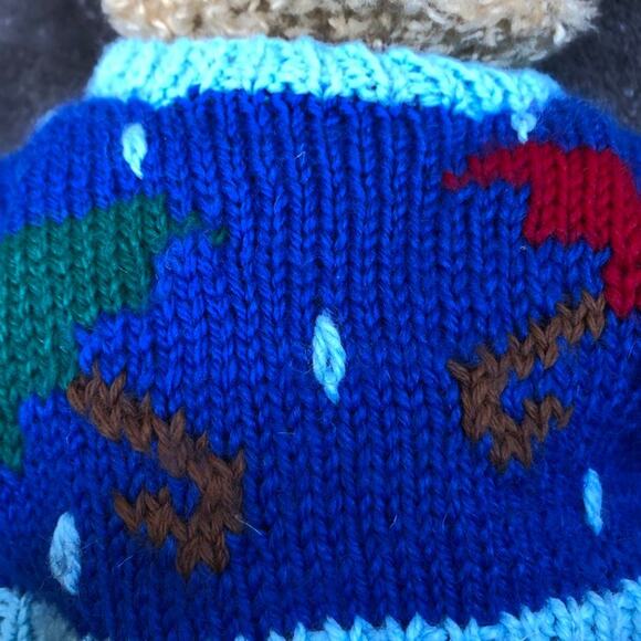 Vintage Ty Classic Bear Plush 1990 Curly Tan Blue Sweater w/ Umbrella Stuffed - Picture 11 of 14